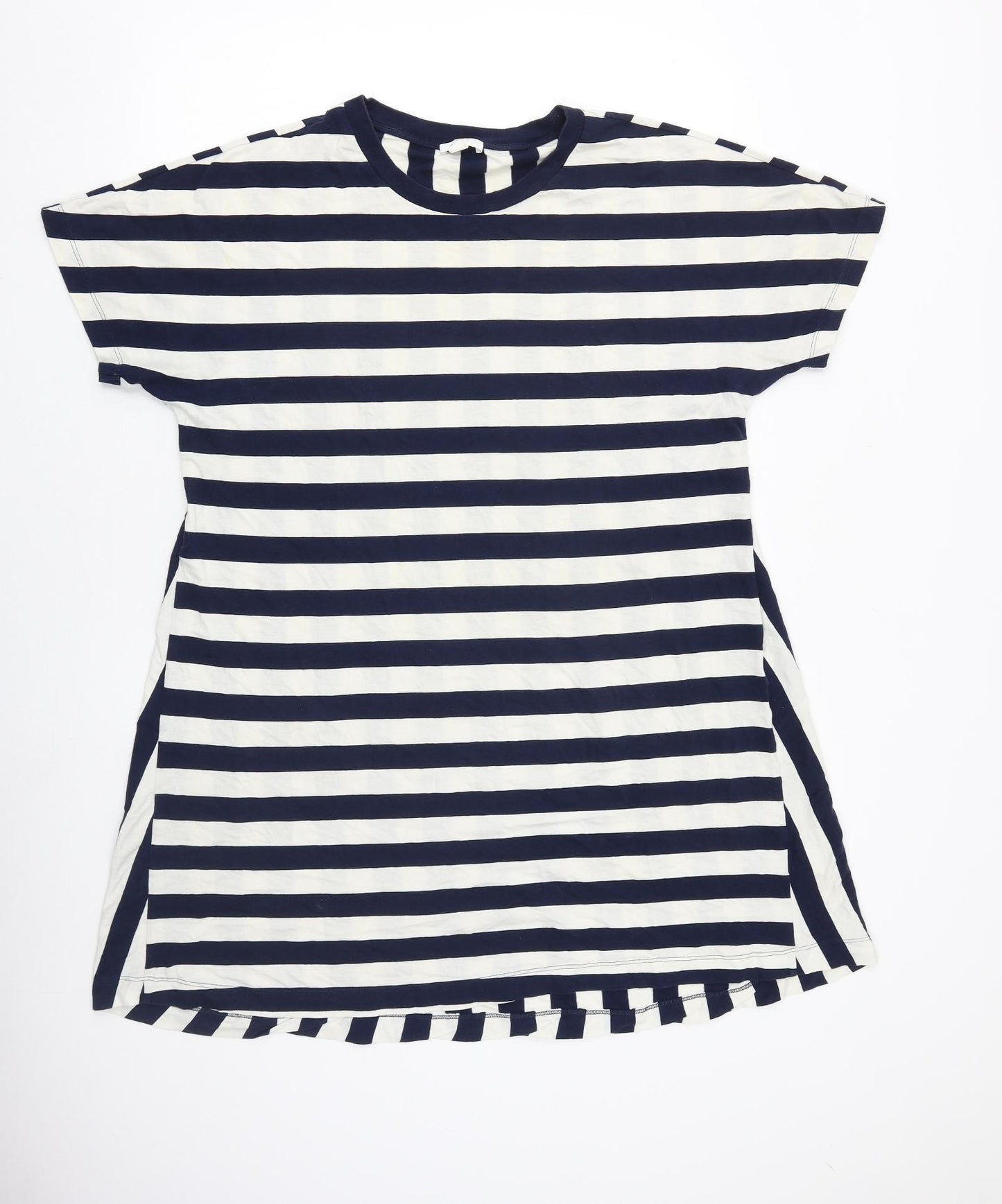 COS Womens Blue Striped 100% Cotton T-Shirt Dress Size M Round Neck Pullover