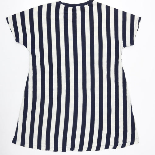 COS Womens Blue Striped 100% Cotton T-Shirt Dress Size M Round Neck Pullover