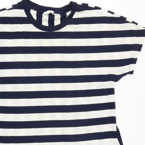 COS Womens Blue Striped 100% Cotton T-Shirt Dress Size M Round Neck Pullover