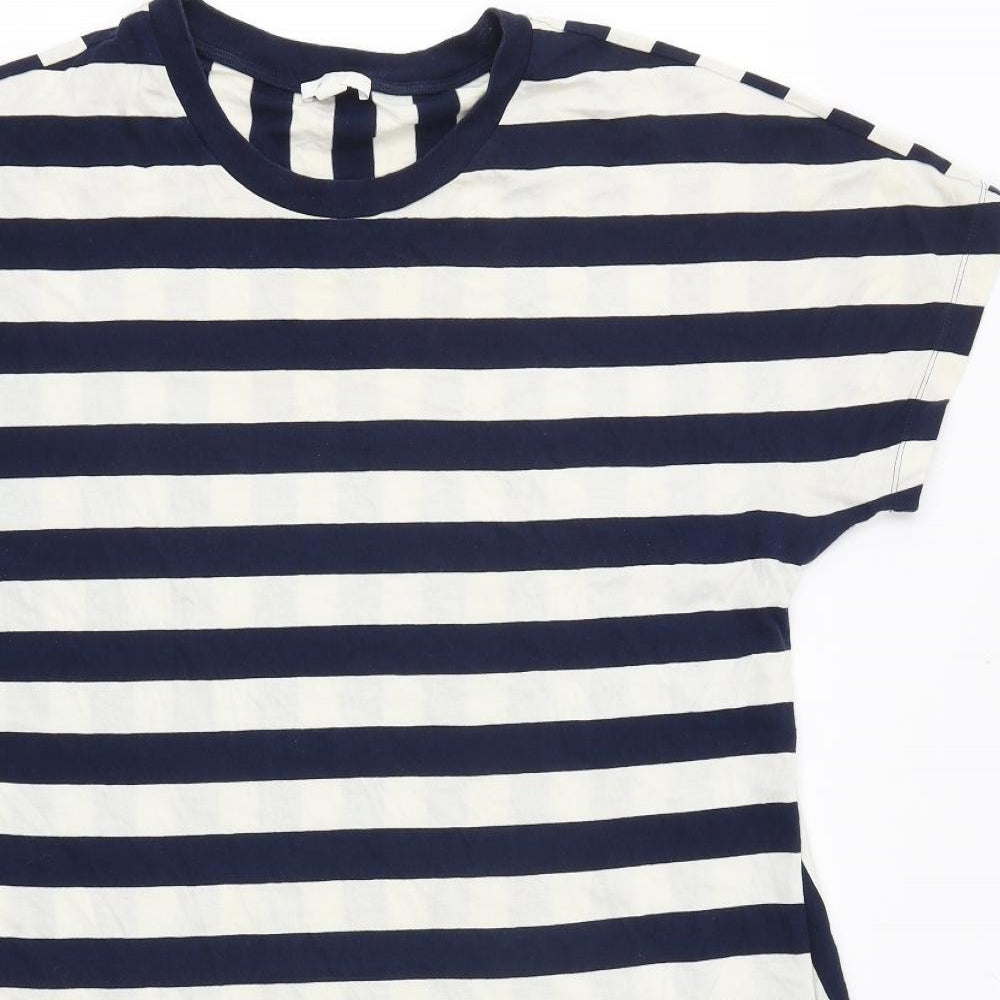 COS Womens Blue Striped 100% Cotton T-Shirt Dress Size M Round Neck Pullover
