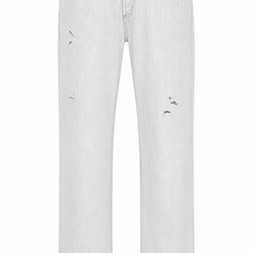 Topman Mens Grey Cotton Straight Jeans Size 32 in L33 in Slim Button