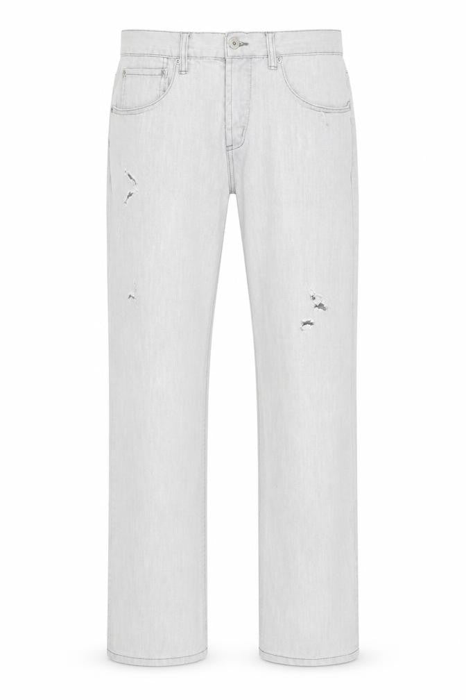 Topman Mens Grey Cotton Straight Jeans Size 32 in L33 in Slim Button