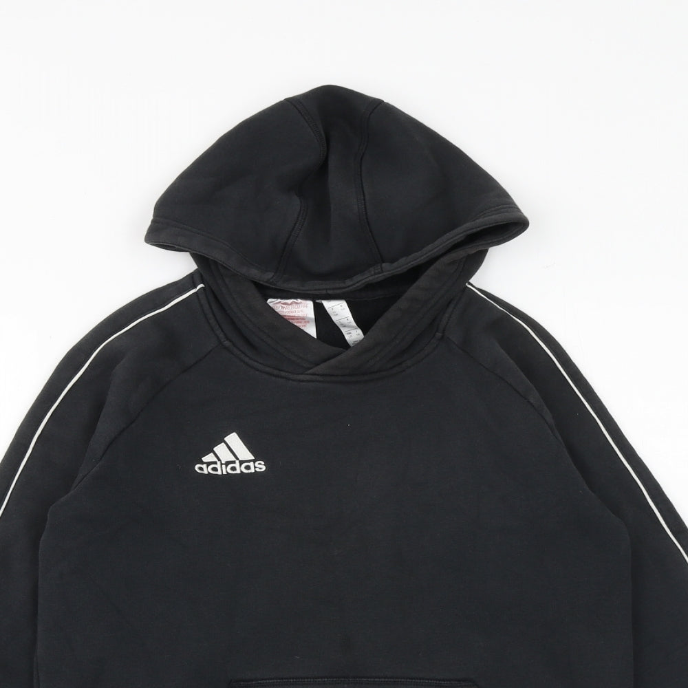 adidas Boys Black Cotton Pullover Hoodie Size 13-14 Years Pullover