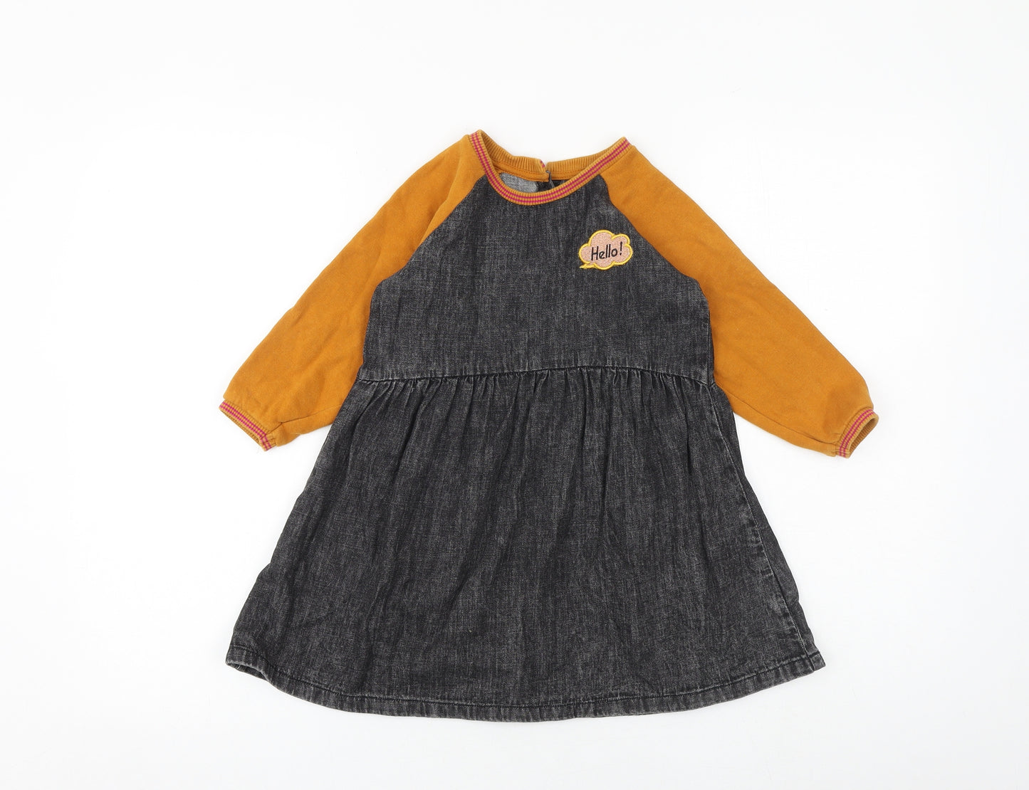 NEXT Girls Grey 100% Cotton A-Line Size 4-5 Years Round Neck Button