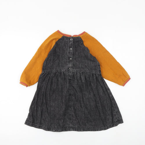 NEXT Girls Grey 100% Cotton A-Line Size 4-5 Years Round Neck Button