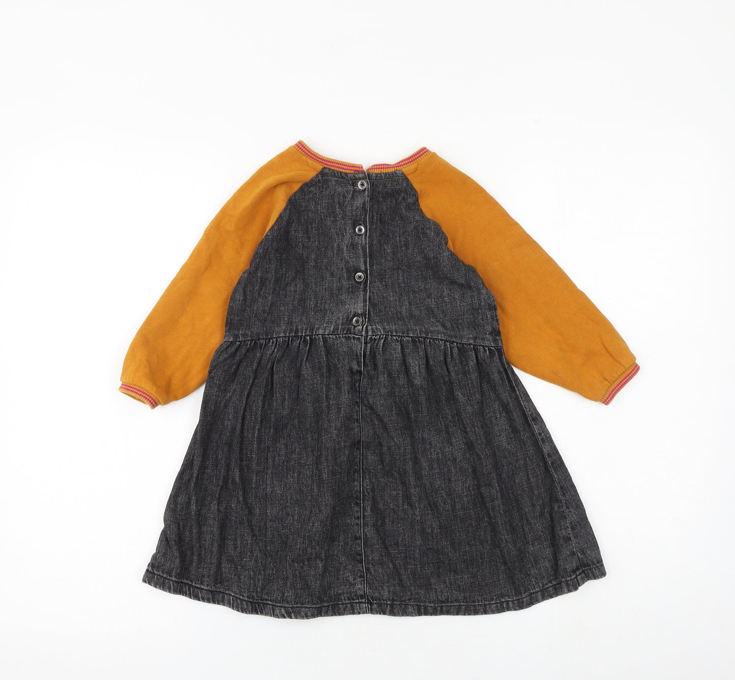 NEXT Girls Grey 100% Cotton A-Line Size 4-5 Years Round Neck Button