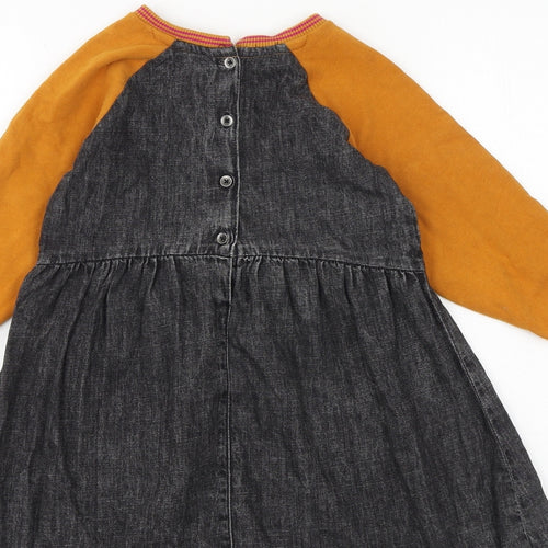 NEXT Girls Grey 100% Cotton A-Line Size 4-5 Years Round Neck Button