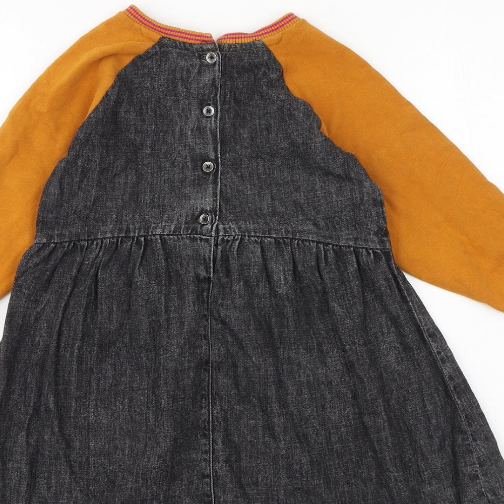 NEXT Girls Grey 100% Cotton A-Line Size 4-5 Years Round Neck Button