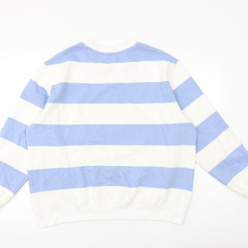 Marks and Spencer Womens White Striped Cotton Pullover Sweatshirt Size 14 Pullover