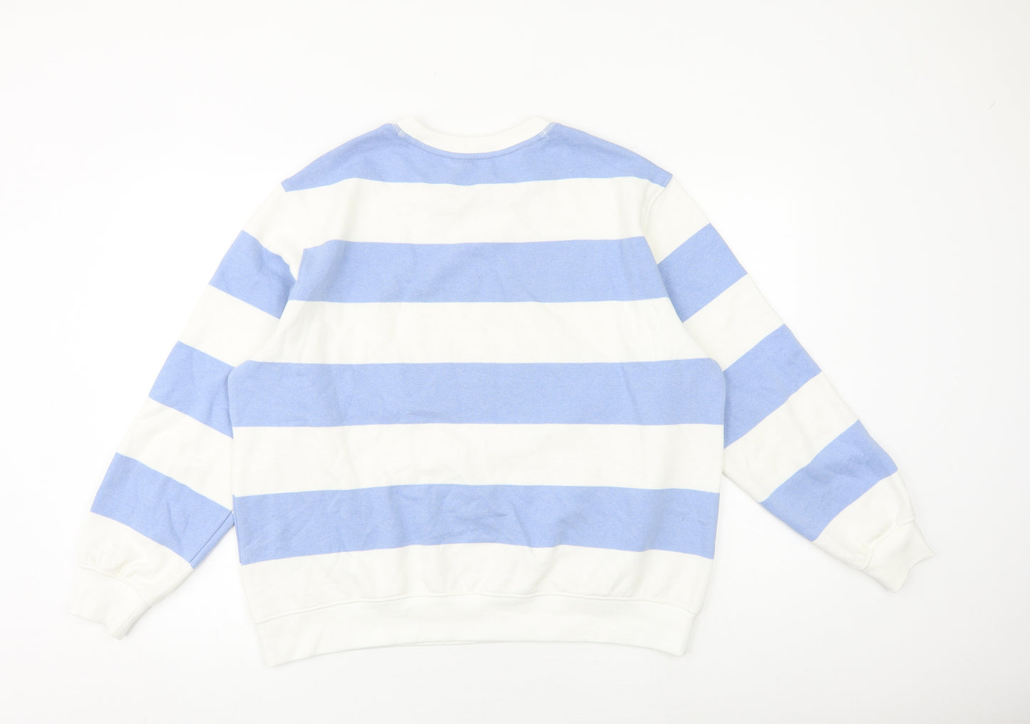 Marks and Spencer Womens White Striped Cotton Pullover Sweatshirt Size 14 Pullover