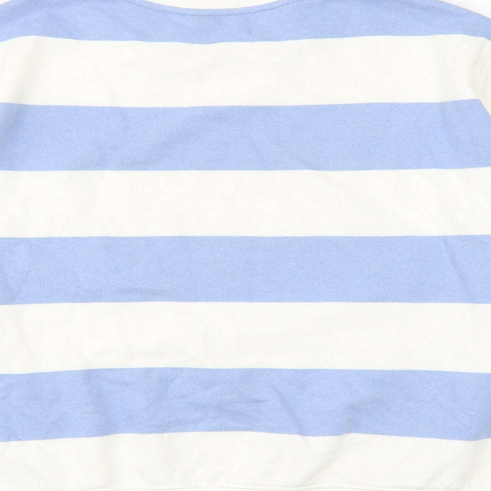 Marks and Spencer Womens White Striped Cotton Pullover Sweatshirt Size 14 Pullover