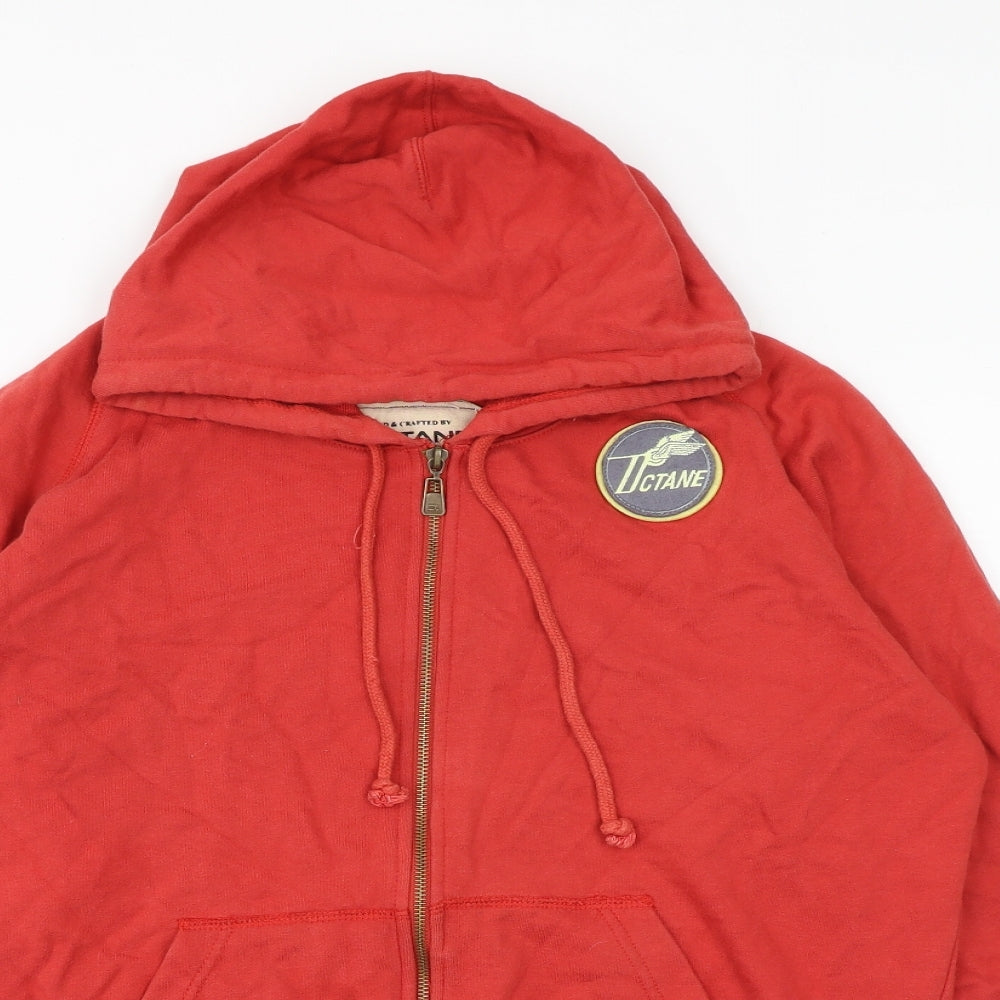 Octane Mens Red Cotton Full Zip Hoodie Size L