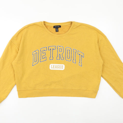 New Look Womens Yellow Cotton Pullover Sweatshirt Size 12 Pullover - Detroit League