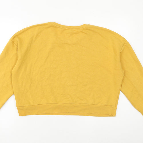 New Look Womens Yellow Cotton Pullover Sweatshirt Size 12 Pullover - Detroit League