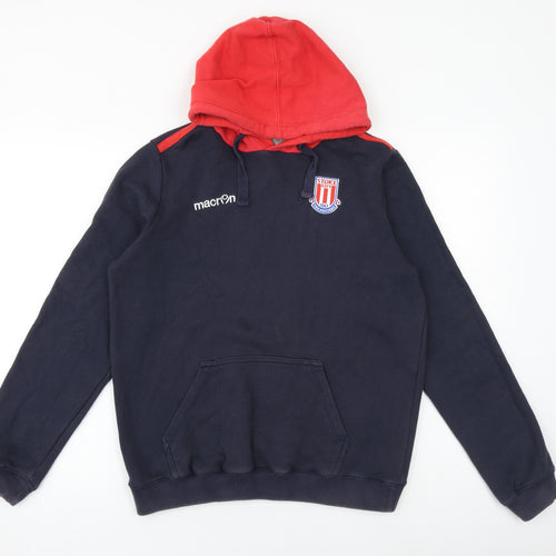 Macron Boys Blue Cotton Pullover Hoodie Size L Pullover - Stoke City FC