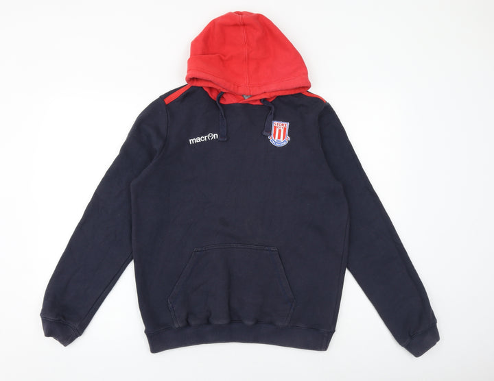 Macron Boys Blue Cotton Pullover Hoodie Size L Pullover - Stoke City FC