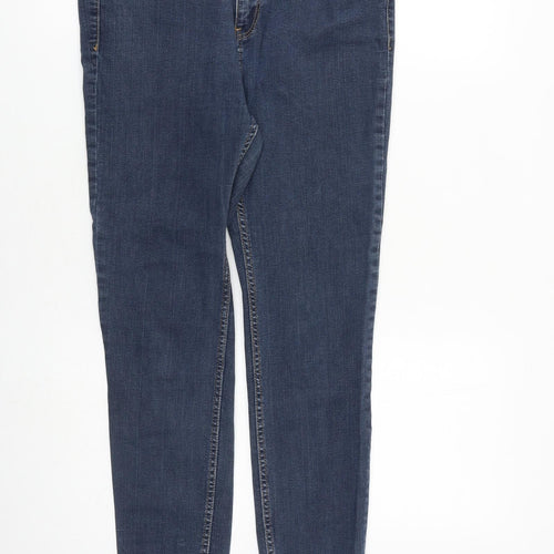 River Island Womens Blue Cotton Skinny Jeans Size 14 L27 in Regular Zip