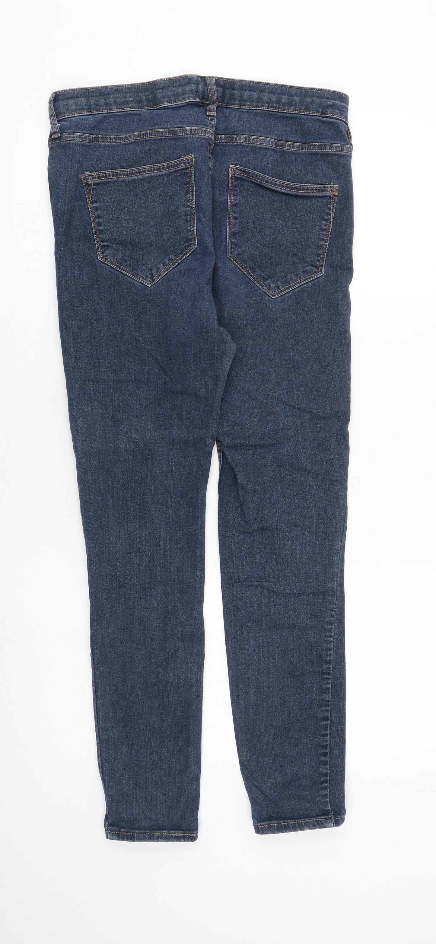 River Island Womens Blue Cotton Skinny Jeans Size 14 L27 in Regular Zip