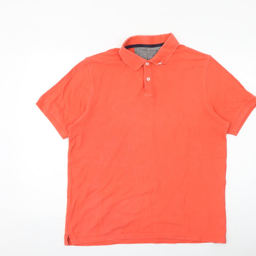 Marks and Spencer Mens Red 100% Cotton Polo Size L Collared Button