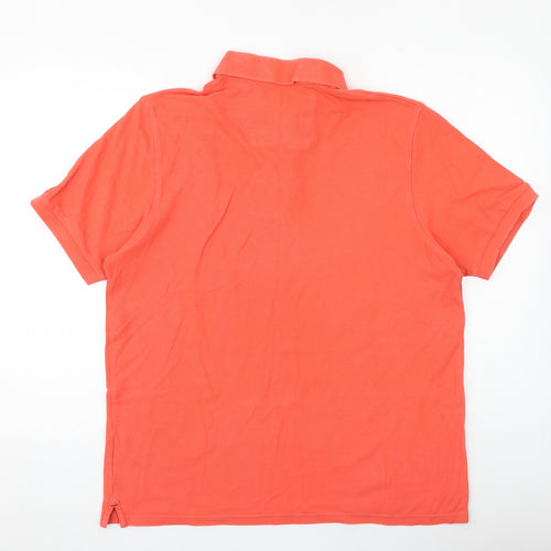 Marks and Spencer Mens Red 100% Cotton Polo Size L Collared Button