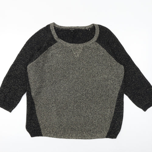 River Island Womens Black Round Neck Cotton Pullover Jumper Size 14