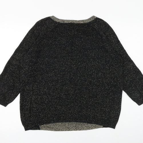 River Island Womens Black Round Neck Cotton Pullover Jumper Size 14