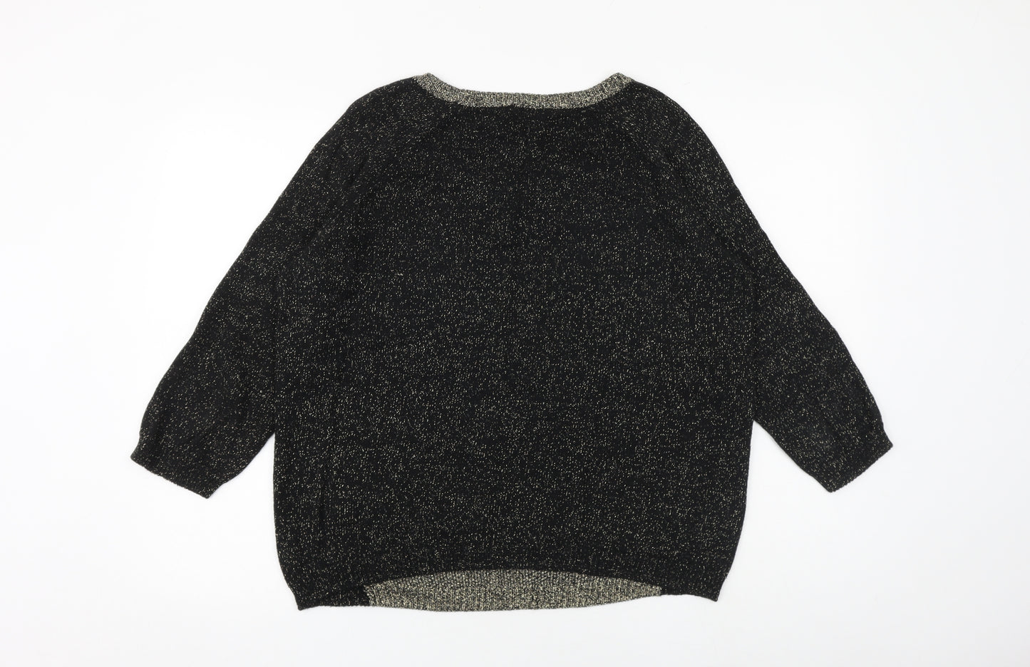 River Island Womens Black Round Neck Cotton Pullover Jumper Size 14