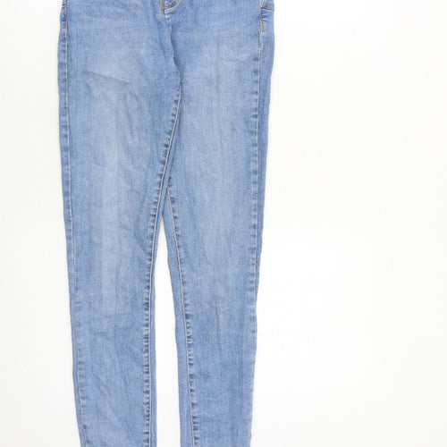 New Look Womens Blue Cotton Skinny Jeans Size 8 L29 in Slim Zip - Raw Hem