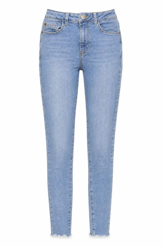 New Look Womens Blue Cotton Skinny Jeans Size 8 L29 in Slim Zip - Raw Hem