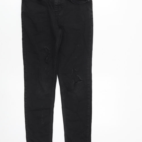 NEXT Boys Black Cotton Skinny Jeans Size 12 Years L25 in Regular Zip - Distressed