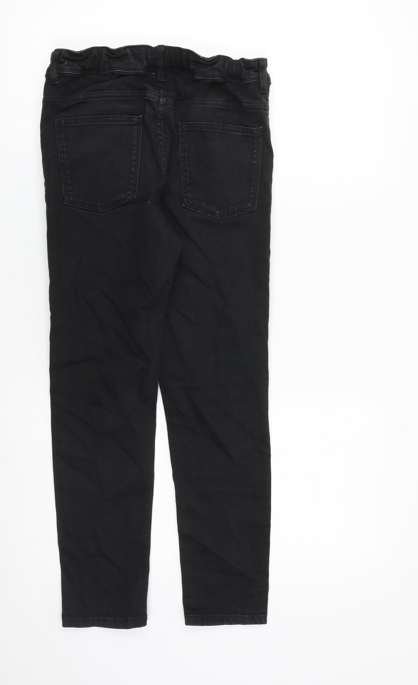 NEXT Boys Black Cotton Skinny Jeans Size 12 Years L25 in Regular Zip - Distressed