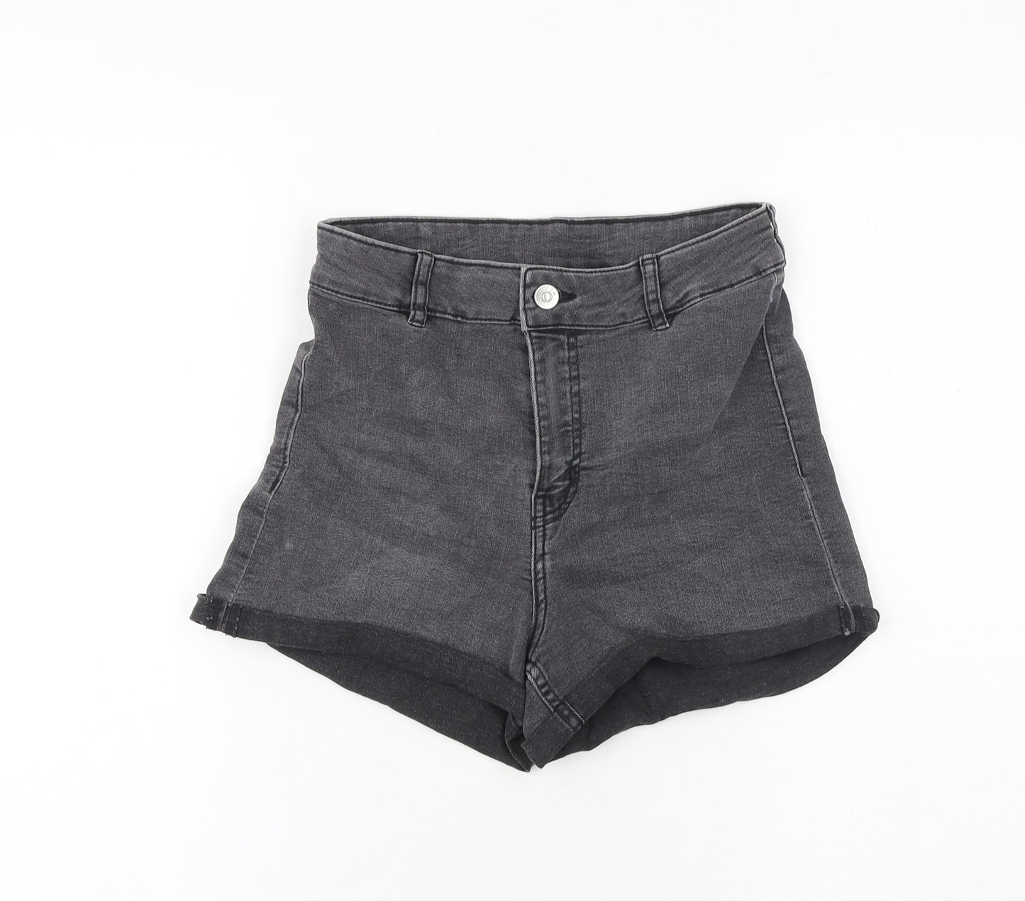 H&M Womens Grey Cotton Boyfriend Shorts Size 8 L3 in Regular Zip