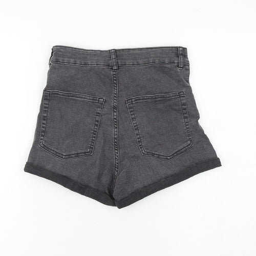H&M Womens Grey Cotton Boyfriend Shorts Size 8 L3 in Regular Zip