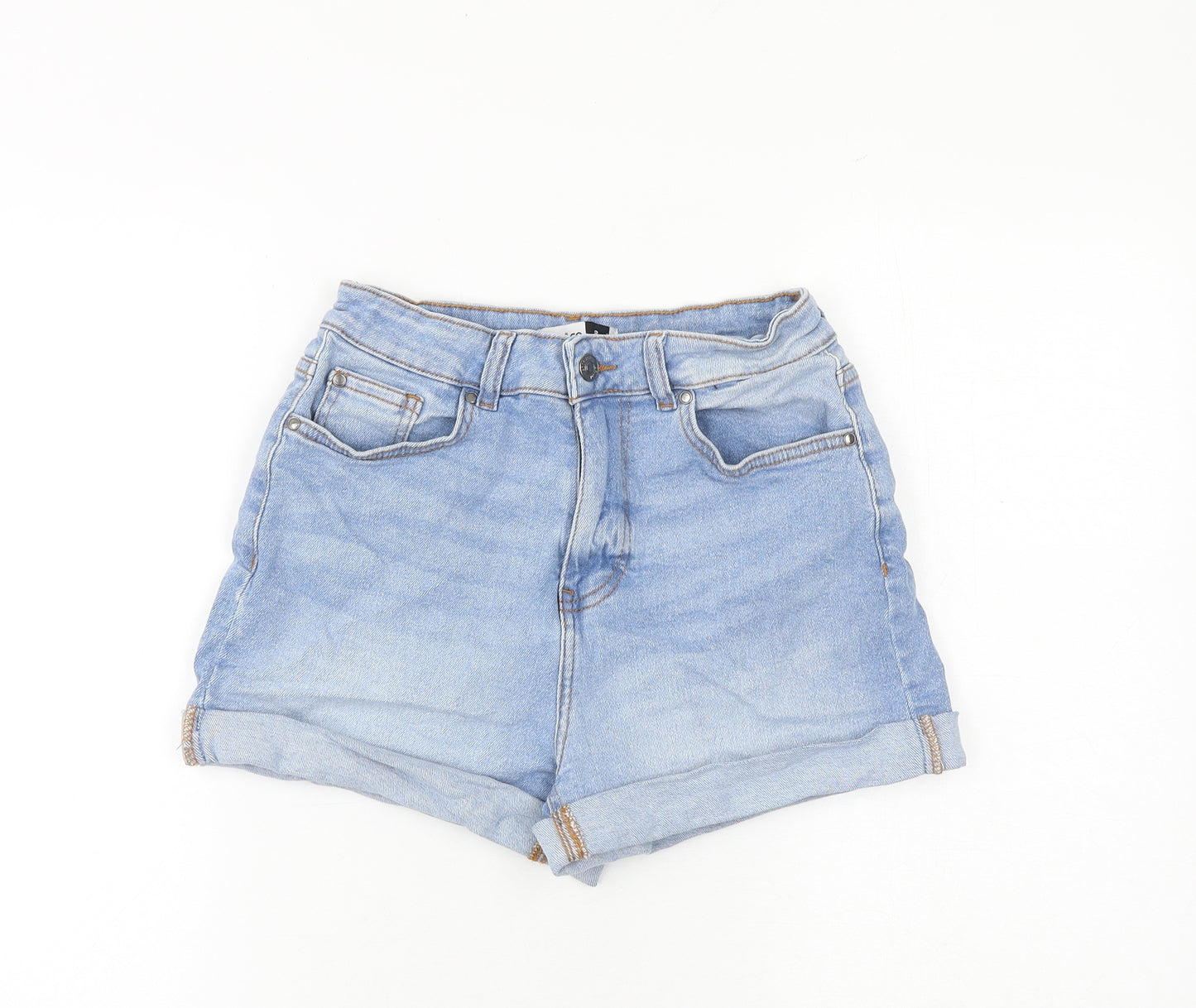Pep& Co Womens Blue Cotton Mom Shorts Size 8 L3 in Regular Zip