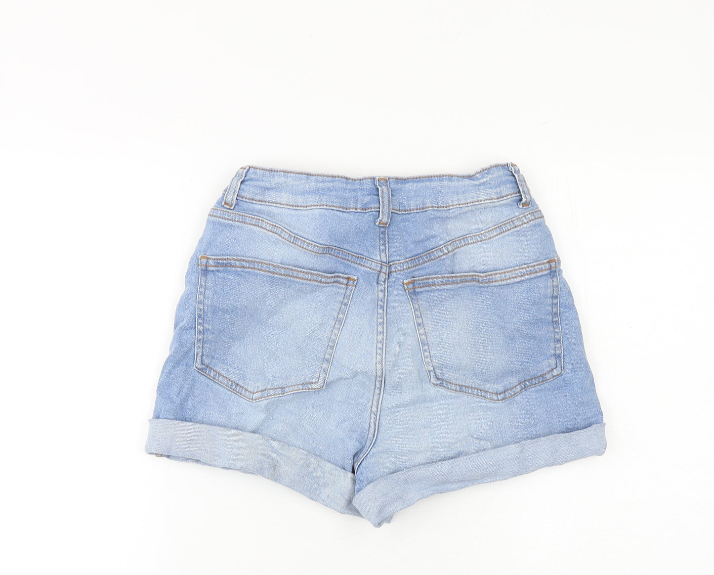 Pep& Co Womens Blue Cotton Mom Shorts Size 8 L3 in Regular Zip