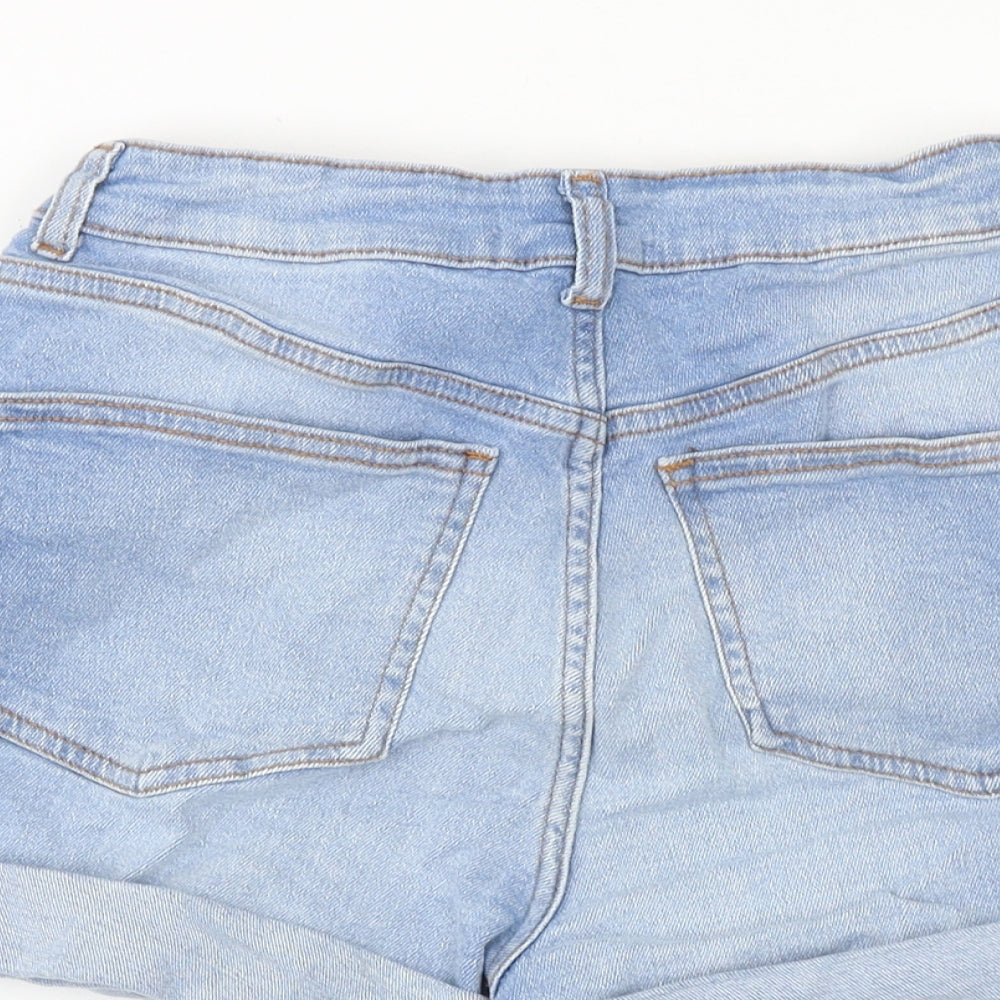 Pep& Co Womens Blue Cotton Mom Shorts Size 8 L3 in Regular Zip