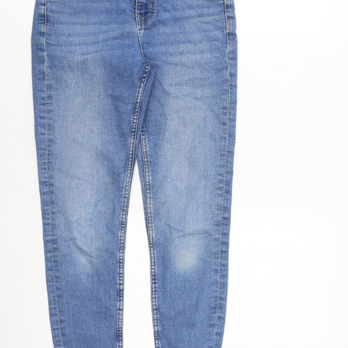 Marks and Spencer Womens Blue Cotton Skinny Jeans Size 6 L28 in Slim Zip