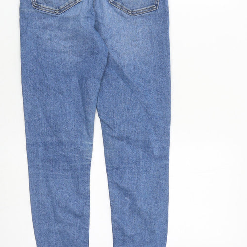 Marks and Spencer Womens Blue Cotton Skinny Jeans Size 6 L28 in Slim Zip