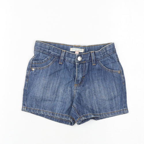 Indigo Girls Blue 100% Cotton Boyfriend Shorts Size 5-6 Years Regular Zip