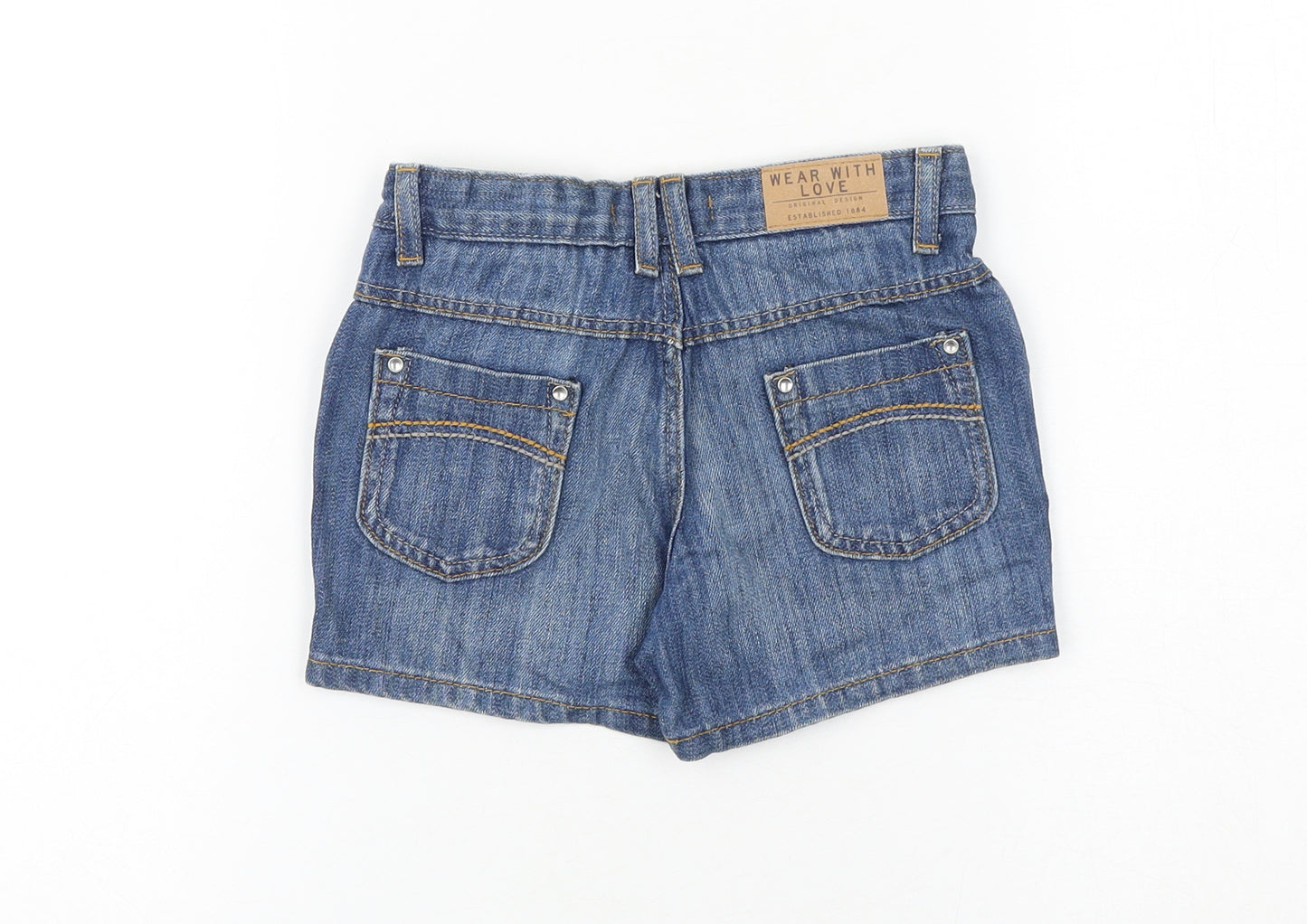 Indigo Girls Blue 100% Cotton Boyfriend Shorts Size 5-6 Years Regular Zip