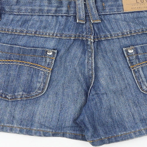 Indigo Girls Blue 100% Cotton Boyfriend Shorts Size 5-6 Years Regular Zip