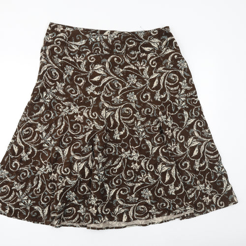 Maine New England Womens Brown Geometric Polyester Swing Skirt Size 16 Zip