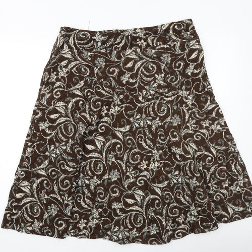 Maine New England Womens Brown Geometric Polyester Swing Skirt Size 16 Zip