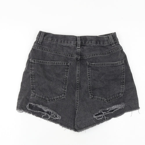 Topshop Womens Grey 100% Cotton Hot Pants Shorts Size 28 in Regular Zip - Distressed