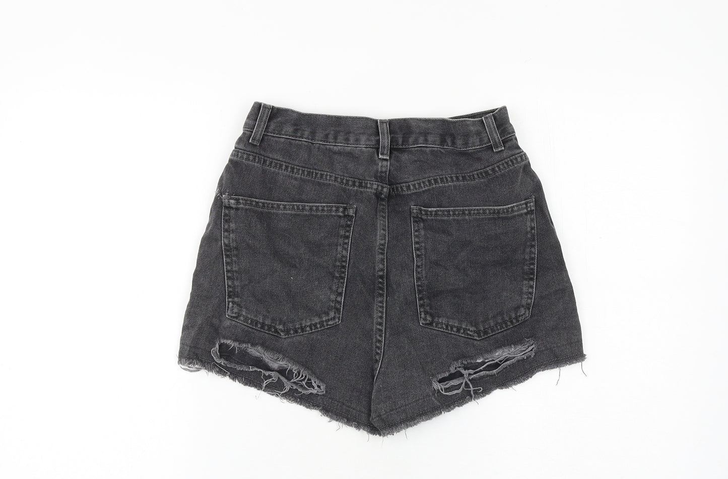 Topshop Womens Grey 100% Cotton Hot Pants Shorts Size 28 in Regular Zip - Distressed