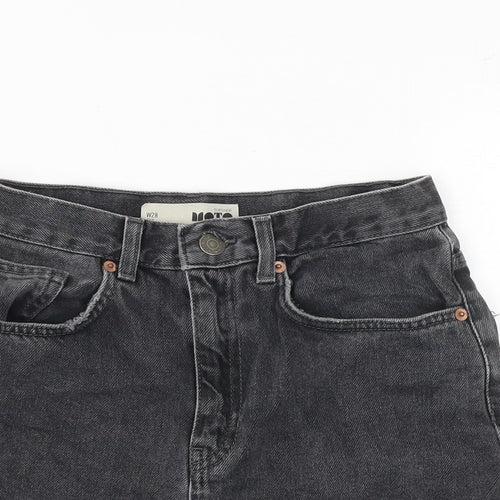 Topshop Womens Grey 100% Cotton Hot Pants Shorts Size 28 in Regular Zip - Distressed