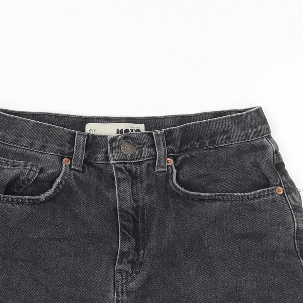 Topshop Womens Grey 100% Cotton Hot Pants Shorts Size 28 in Regular Zip - Distressed