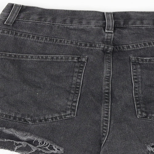 Topshop Womens Grey 100% Cotton Hot Pants Shorts Size 28 in Regular Zip - Distressed