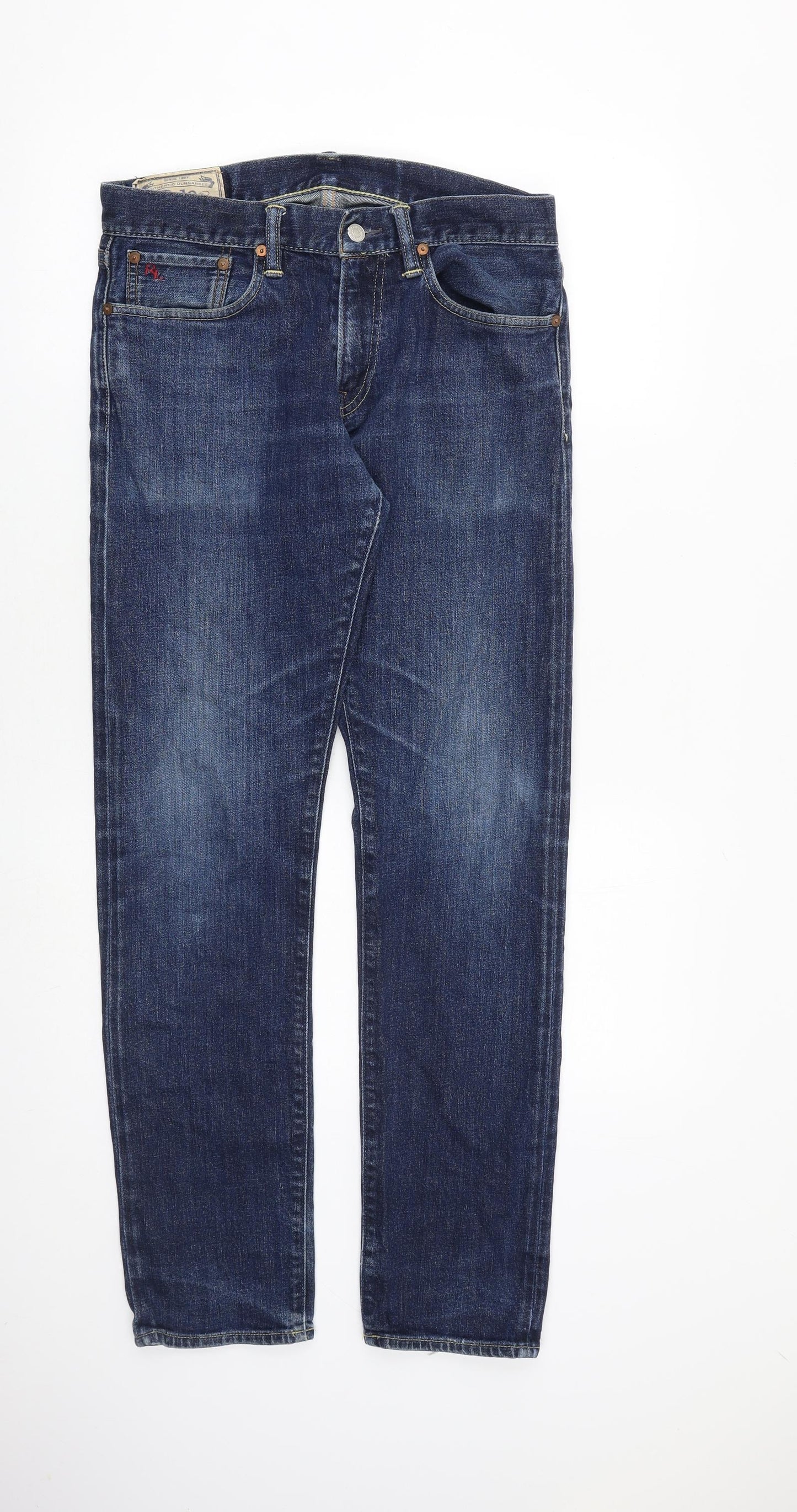 Polo Ralph Lauren Mens Blue Cotton Straight Jeans Size 32 in L32 in Regular Zip