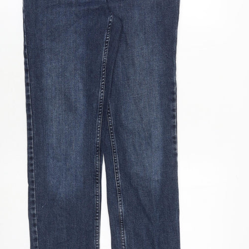 NEXT Womens Blue Cotton Straight Jeans Size 10 L32 in Regular Zip